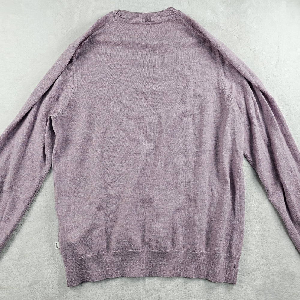 NN07 Sweater Mens L 100% Merino Wool Crewneck Knit Pullover Lilac Lavender - Picture 8 of 8